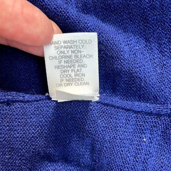 J Jill Sweater Womens Large Navy Blue Linen Cotton Scoop Neck Pocket Lightweight - Picture 10 of 10